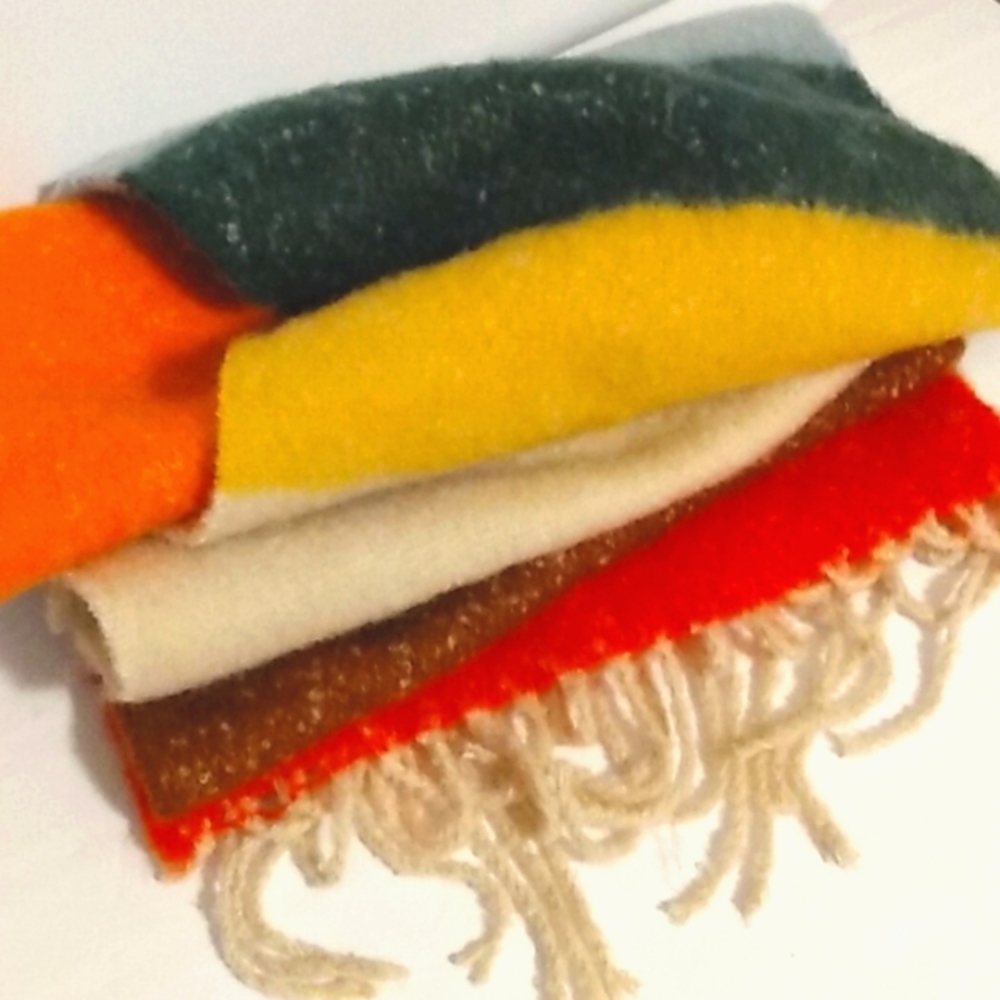COLOR-BLOCK FRINGED SCARF SIZE 78"Lx14"W NWOT